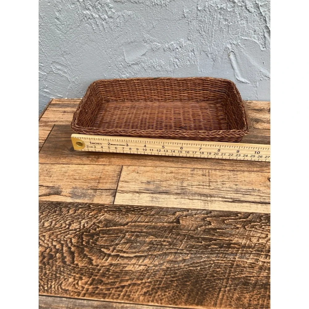 Small Brown Woven Wicker Organizer Basket Storage Tray 10